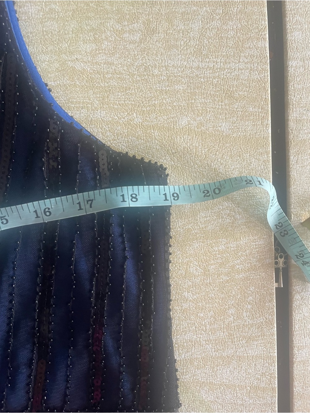 Navy Beaded Fringe flapper dress 1920s roaring 20s costume speakeasy large - Picture 6 of 7